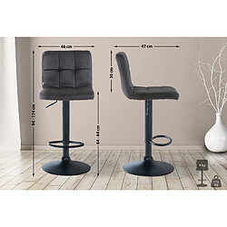 Avis Decoshop26 Tabouret de bar chaise haute x 1 avec coutures décoratives carrées assise en velours noir pieds en métal noir 10_0005334