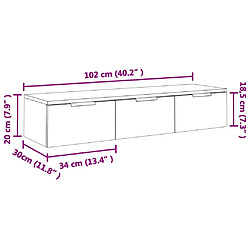 vidaXL Armoire murale Blanc brillant 102x30x20 cm Bois d'ingénierie pas cher