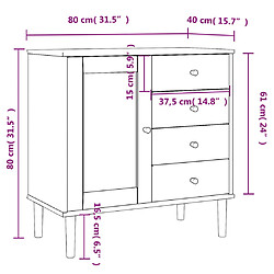 vidaXL Buffet SENJA aspect rotin noir 80x40x80 cm bois massif de pin pas cher