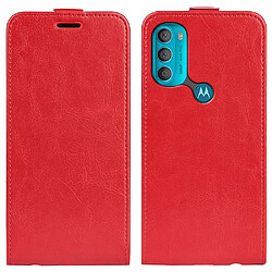 Coque en TPU + PU texture cheval fou avec porte-carte rouge pour votre Motorola Moto G71 5G