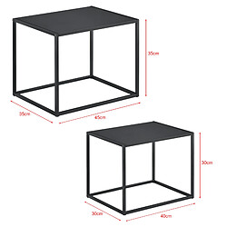 Avis Lot de 2 Tables Basses Mandal Rectangulaires Métal Noir Mat [en.casa]