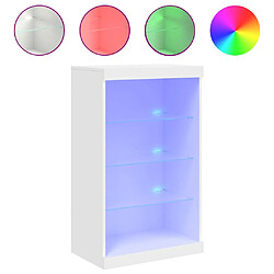 Maison Chic Commode Buffet - Meuble de rangement avec lumières LED blanc 60,5x37x100 cm -GKD36627