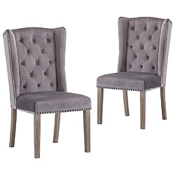 Decoshop26 Lot de 2 chaises de salle à manger cuisine design classique velours gris CDS020619