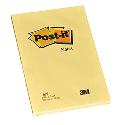 Bloc-notes jaune uni Post-It 102 x 152 mm - bloc de 100 feuilles - Lot de 12