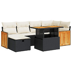 vidaXL Salon de jardin 8 pcs avec coussins noir résine tressée