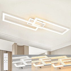 NETTLIFE Plafonnier LED 56 W ,3000K - 6500K, 80*25,5*7,5 cm Dimmable Blanc Moderne avec Télécommande 56W pour Chambre Cuisine Salle à Manger Salon