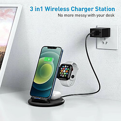 Acheter Chrono Chargeur sans fil, station de charge rapide sans fil 15W 3 en 1, certifiée Qi, compatible avec iPhone 12 Pro Max/12 Mini/12/11/XS/Samsung Galaxy S21/S20/iWatch Series Se/6/AirPods Pro,(noir)