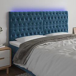 Maison Chic Tête de lit scandinave à LED,meuble de chambre Bleu foncé 180x7x118/128 cm Velours -MN33887