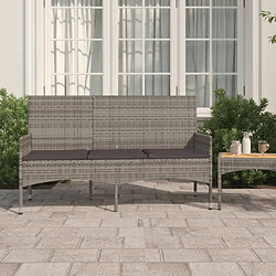 Maison Chic Banc de jardin à 3 places | Banquette de jardin | Chaise Relax avec coussins Gris Résine tressée -MN85933