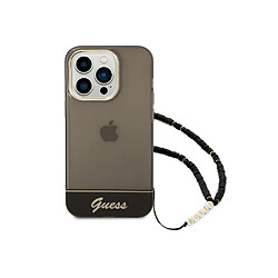 Guess Maroquinerie Guess Coque pour Apple iPhone 14 Pro Max Colors avec lanière perlée Noir