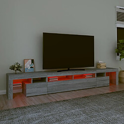 Maison Chic Meubles TV avec lumières LED - Banc TV pour salon Sonoma gris 260x36,5x40 cm -MN40836 pas cher