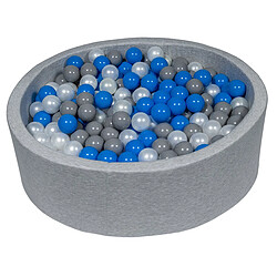 Velinda Piscine à balles Aire de jeu + 450 balles perle, bleu, gris