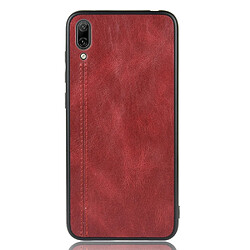 Wewoo Coque Pour Huawei Enjoy 9 / Y7 Pro 2019 Antichoc Couture Vache Motif Peau PC + PU + TPU Cas Rouge