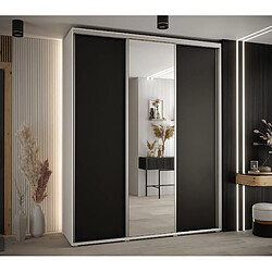 Abiks Meble Armoire à portes coulissantes Davos 3 235.2 x 200 x 45 3 portes coulissante (Blanc/Noir/Argent)