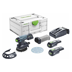 Festool ETSC 125 3,0 I-Plus Ponceuse excentrique sans fil 18 V 125 mm Brushless ( 577694 ) + 2x batterie 3,0 Ah + chargeur +