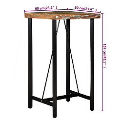 vidaXL Ensemble de bar 3 pcs Bois de récupération Cuir véritable et toile pas cher