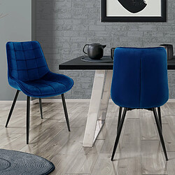 ML-Design Lot de 2 chaises de salle à manger Chaises de salon Chaises en velours Chaise rembourrée Bleu foncé