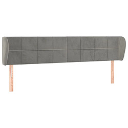 vidaXL Tête de lit avec oreilles Gris clair 183x23x78/88 cm Velours