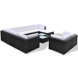 Avis Maison Chic Salon de jardin 10 pcs + coussins - Mobilier/Meubles de jardin - Table et chaises d'extérieur Résine tressée Noir -MN97882