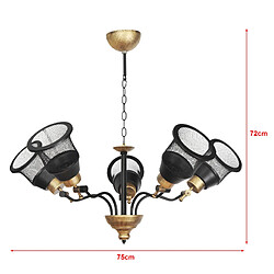 Helloshop26 Lustre lampe lumière suspendu suspension 72 x 75 x 75 cm 5 x E27 noir doré 03_0007529