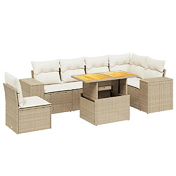 vidaXL Salon de jardin avec coussins 7 pcs beige résine tressée