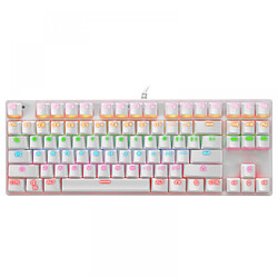 General Clavier de jeu, clavier de jeu Full RGB Hotswap avec commutateurs rouges, mini clavier de bureau filaire compact à 87 touches rétroéclairé par LED, pour PC/Mac Gamer, dactylographe, voyage,(Blanc)