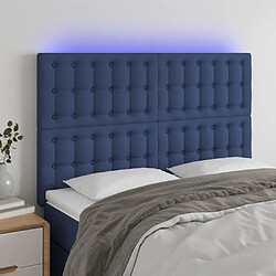 Maison Chic Tête de lit scandinave à LED,meuble de chambre Bleu 144x5x118/128 cm Tissu -MN20527