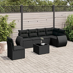 Maison Chic Salon de jardin 7 pcs avec coussins | Ensemble de Table et chaises | Mobilier d'Extérieur noir résine tressée -GKD14084