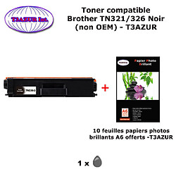 Toner compatible TN321, TN326 Bk pour imprimante Brother DCP L8400CDN, L8450CDW Noir + 10f A6 brillants - T3AZUR