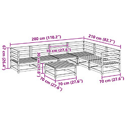 vidaXL Salon de jardin 7 pcs bois massif sapin de douglas pas cher