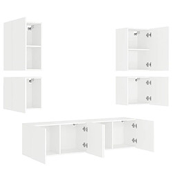 Avis vidaXL Unités murales TV 6 pcs blanc bois d'ingénierie