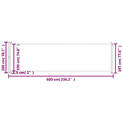 vidaXL Auvent latéral rétractable de patio 200x600 cm Crème pas cher