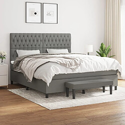 Maison Chic Lit Adulte - Lit simple Lit à sommier tapissier avec matelas moelleux - Meuble de Chambre - Gris foncé 180x200cm Tissu -MN11986