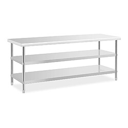 Helloshop26 Table de travail inox - 200 x 70 x 5 cm - 231 kg - 2 tablettes 14_0007312