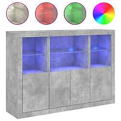 vidaXL Buffets avec lumières LED 3 pcs gris béton bois d'ingénierie