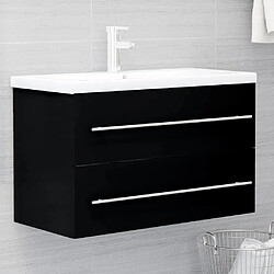 vidaXL Armoire d'évier avec lavabo intégré Noir Aggloméré