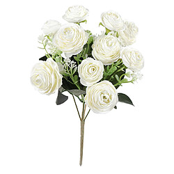 Rose artificielle de 10 têtes de camélia pour le décor de table de mariage blanc pas cher