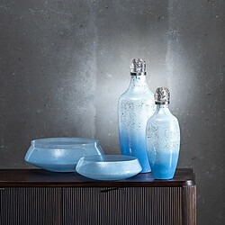 BigBuy Home Centre de Table Bleu Argenté Verre 24 x 24 x 8 cm pas cher