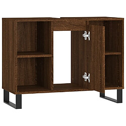 Maison Chic Armoire salle de bain,Meuble de rangement de salle de bain,Meuble haut chêne marron 80x33x60cm bois d'ingénierie -GKD349002 pas cher