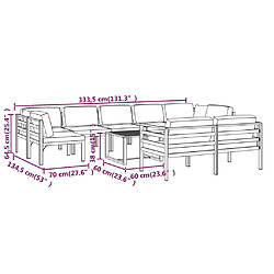 vidaXL Salon de jardin 10 pcs avec coussins Aluminium Anthracite pas cher