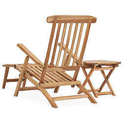 Avis Helloshop26 Transat chaise longue bain de soleil lit de jardin terrasse meuble d'extérieur avec repose-pied et table 159 x 58 x 91 cm bois de teck 02_0012586