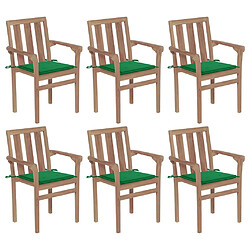 vidaXL Chaises de jardin empilables avec coussins lot de 6 Teck solide