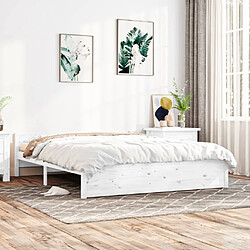 Maison Chic Lit adulte 150x200cm - Cadre de lit,Structure du lit Contemporain pour chambre Blanc Bois massif Très grand -MN16018