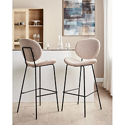 Beliani Lot de 2 chaises de bar LUANA Bouclé Beige clair