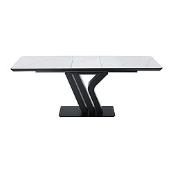 Acheter Vente-Unique Table à manger extensible 6 à 8 personnes en céramique, MDF et métal - Effet marbre blanc et Noir - MERIANI