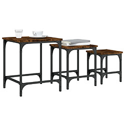 Acheter Maison Chic Lot de 3 Tables basses gigognes pour salon | Table à café chêne fumé bois d'ingénierie -GKD82409