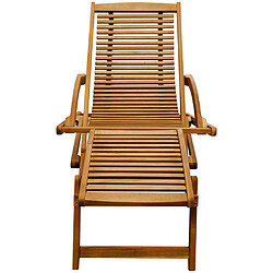 Helloshop26 Transat chaise longue bain de soleil lit de jardin terrasse meuble d'extérieur avec repose-pied bois d'acacia solide 02_0012568