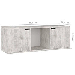 vidaXL Meuble TV Béton 88,5x27,5x30,5 cm Bois d’ingénierie pas cher