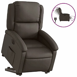 Maison Chic Fauteuil Relax pour salon, Fauteuil inclinable électrique marron foncé cuir véritable -GKD89906