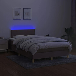 Avis vidaXL Sommier à lattes de lit avec matelas LED Taupe 120x200 cm Tissu